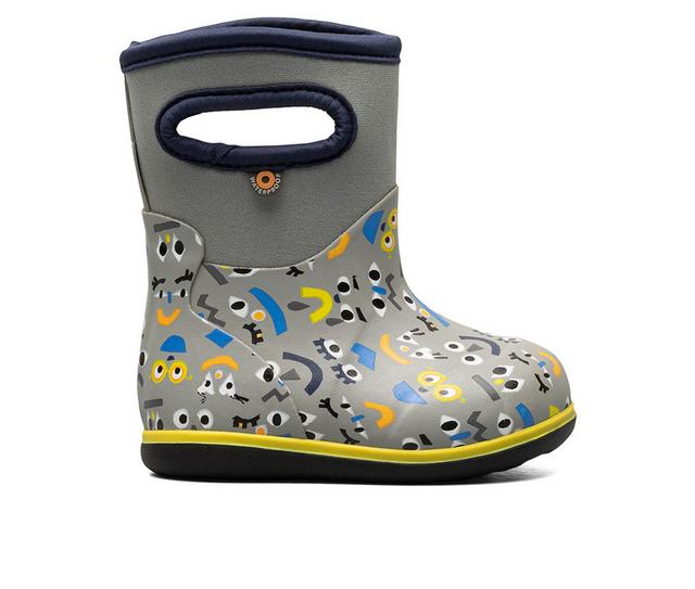 Boys' Bogs Footwear Toddler Classic Funny Faces Rain Boots in Gray Multi color
