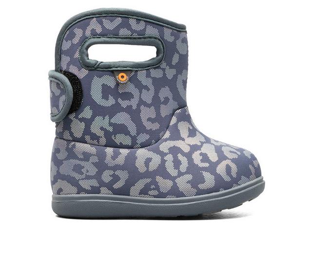Girls' Bogs Footwear Toddler Bogs II Metallic Leopard Rain Boots in Misty Gray color