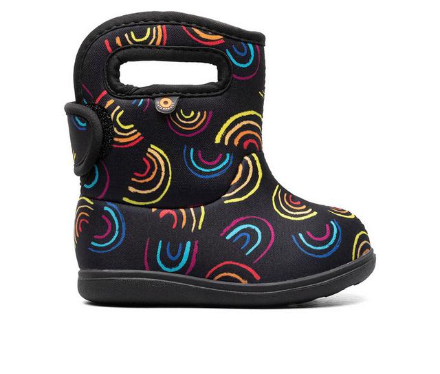 Girls' Bogs Footwear Toddler Bogs II Wild Rainbows Rain Boots in Black Multi color