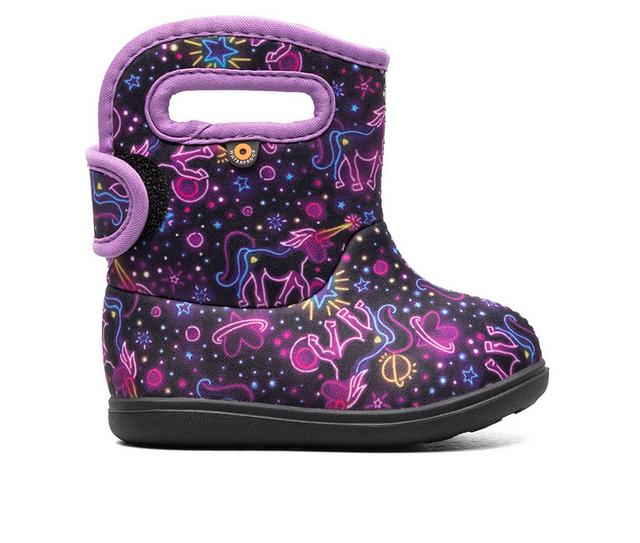 Girls' Bogs Footwear Toddler Bogs II Neon Unicorn Rain Boots in Black Multi color