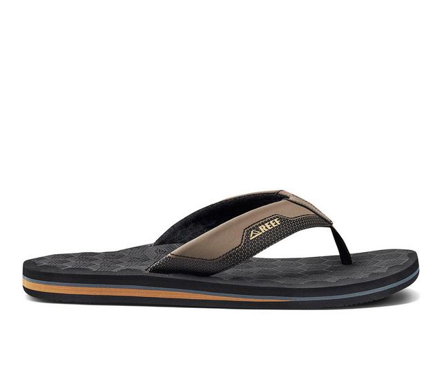 Men's Reef Men's The Ripper Flip-Flops in Black/Tan color