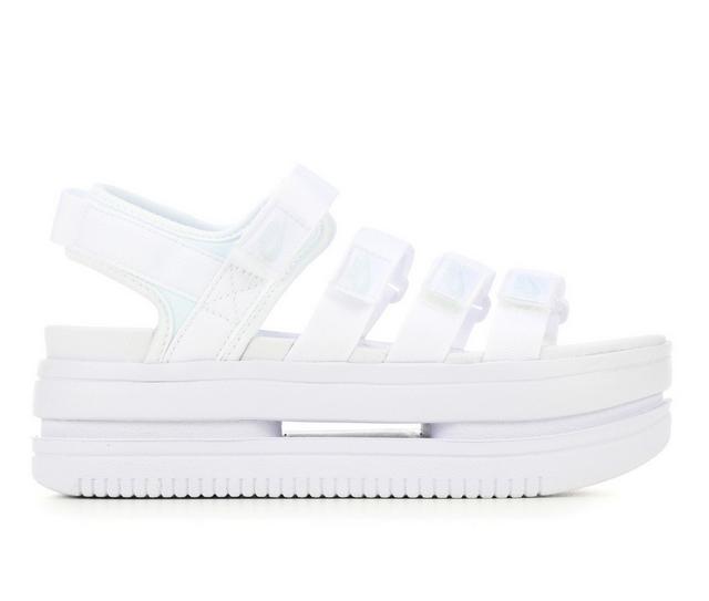Women's Nike Icon Classic Platform Sandals in White/Pure-100 color