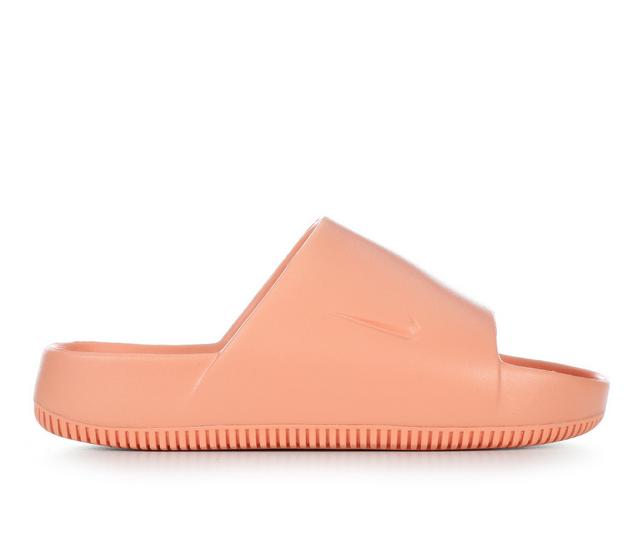 Women's Nike Calm Slide Sport Slides in Apricot Agave color
