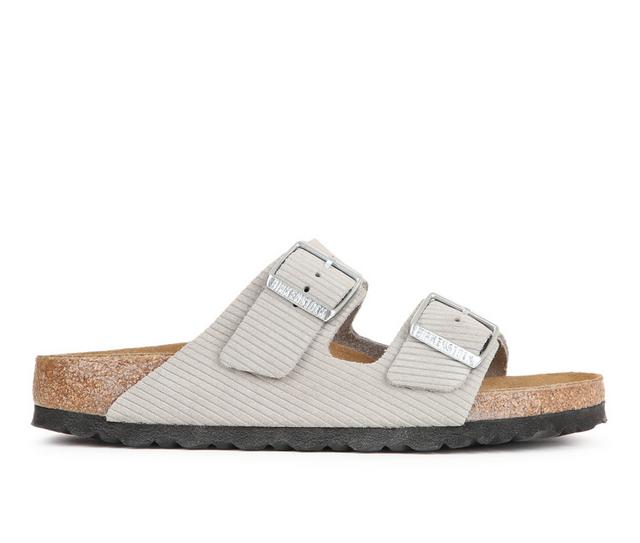 Women's Birkenstock Arizona Corduroy Footbed Sandals in Stone Coin color