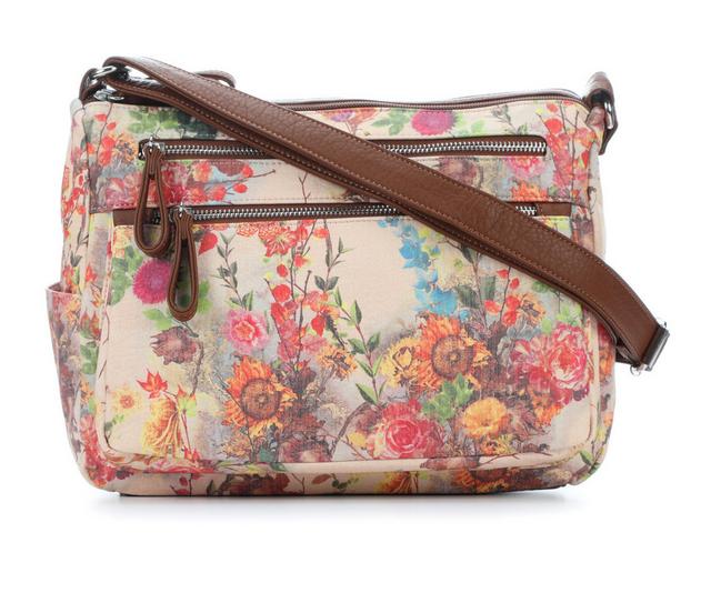 Bueno Of California Print Grainy Washed Handbag in Autumn Flowers color