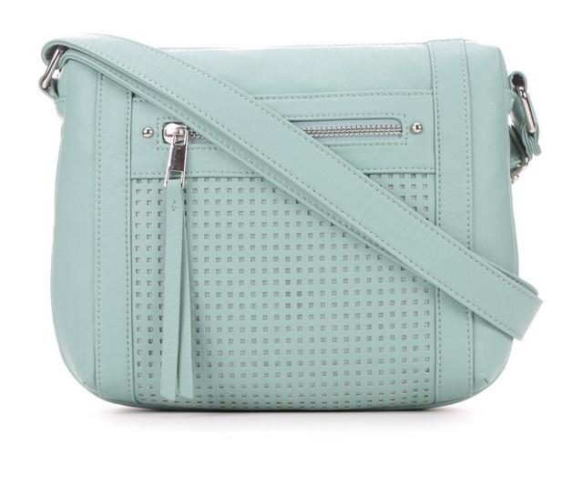 Bueno Of California Smooth Perf Washed Handbag in LT Turquoise color