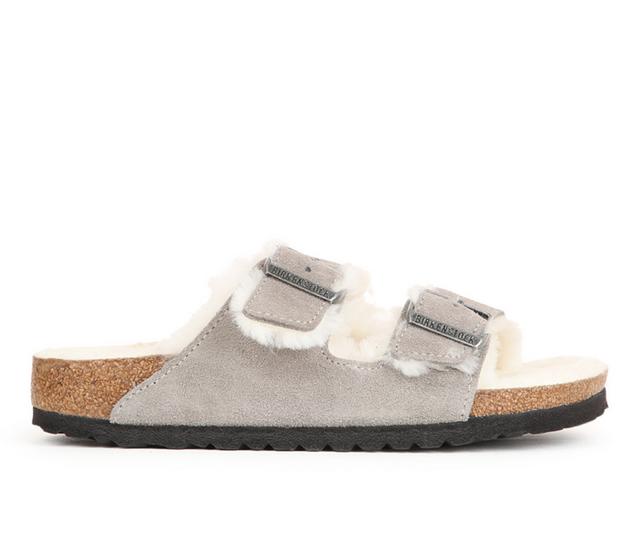 Women's Birkenstock Arizona Shearling Footbed Sandals in Stone Coin/Nat color