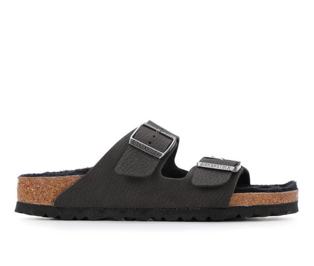 Women's Birkenstock Arizona Shearling Footbed Sandals in Black/Black color