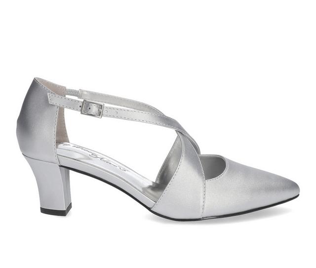 Women's Easy Street Elegance Special Occasion Pumps in Silver Satin color