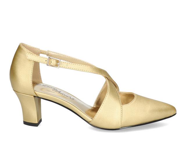 Women's Easy Street Elegance Special Occasion Pumps in Gold Satin color