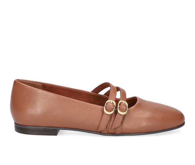 Women's Bella Vita Davenport Mary Jane Flats in DarkTan Leather color