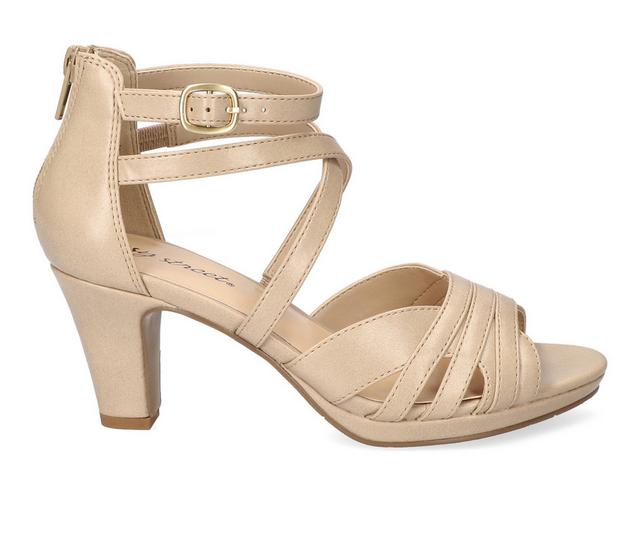 Women's Easy Street Crissa Special Occasion Dress Sandals in Nude Pearlized color