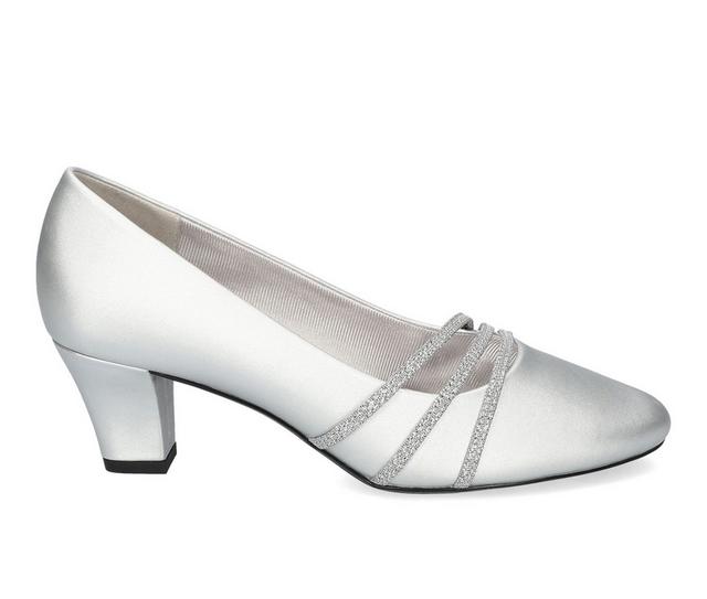 Women's Easy Street Cristiny Pumps in Silver Satin color