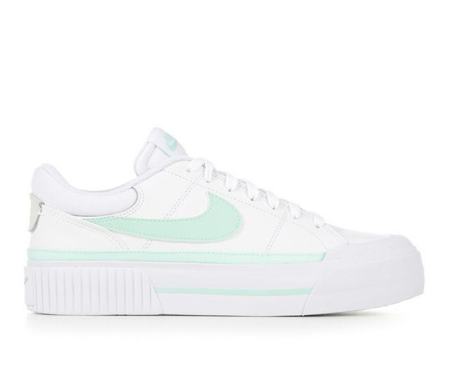 Women's Nike Court Legacy Lift MT Sneakers in White/Mint color
