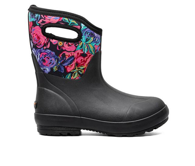 Women's Bogs Footwear Classic II Mid Rose Garden Rain Boots in Black Multi color