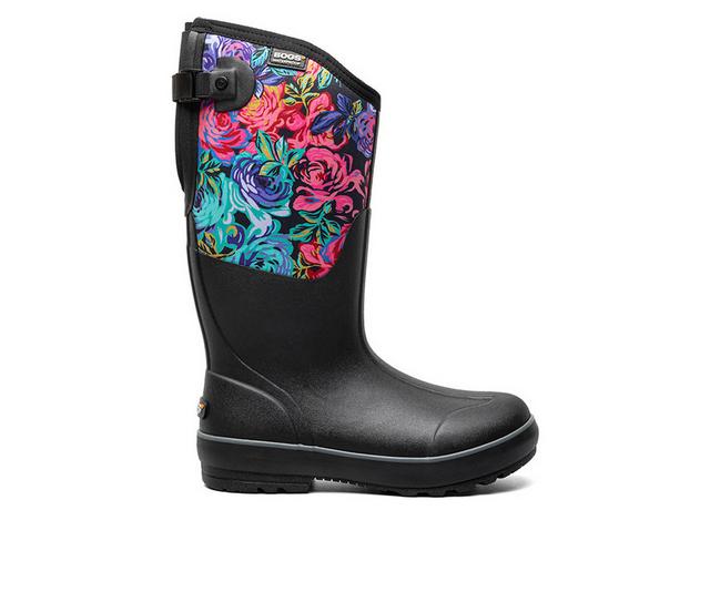 Women's Bogs Footwear Classic II Tall Adjust Calf Rose Garden Rain Boots in Black Multi color