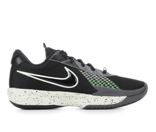 Men's Nike Air Zoom GT Cut Academy Basketball Shoes in Blk/Vlt/Grn 001 color
