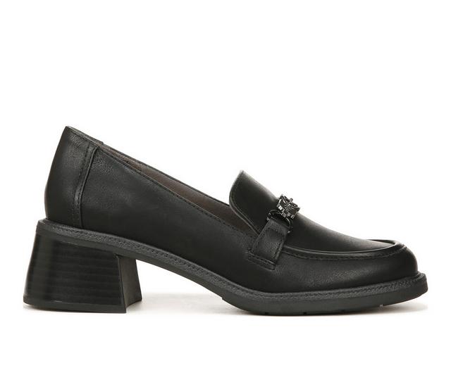 Women's Dr. Scholls Rate Up Bit Heeled Loafers in Black Synthetic color