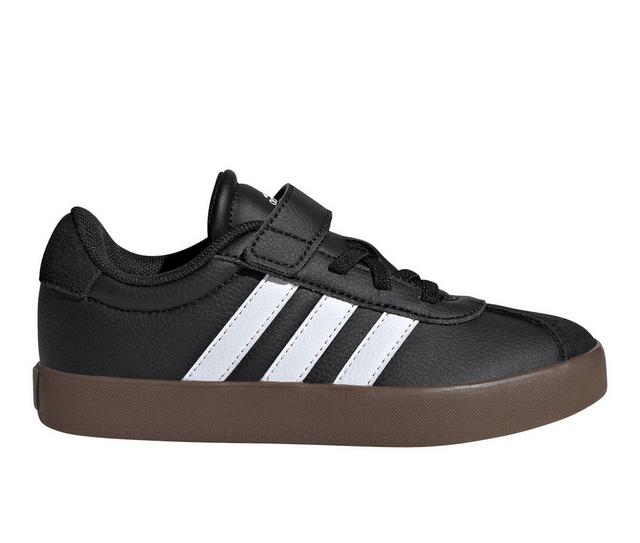 Kids' Adidas Little Kid & Big Kid VL Court 3.0 Sneakers in Black Leather color