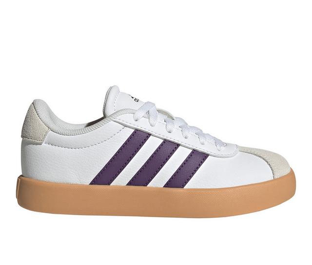 Kids' Adidas Little Kid & Big Kid VL Court 3.0 Sneakers in Wht/Violet/Gum color