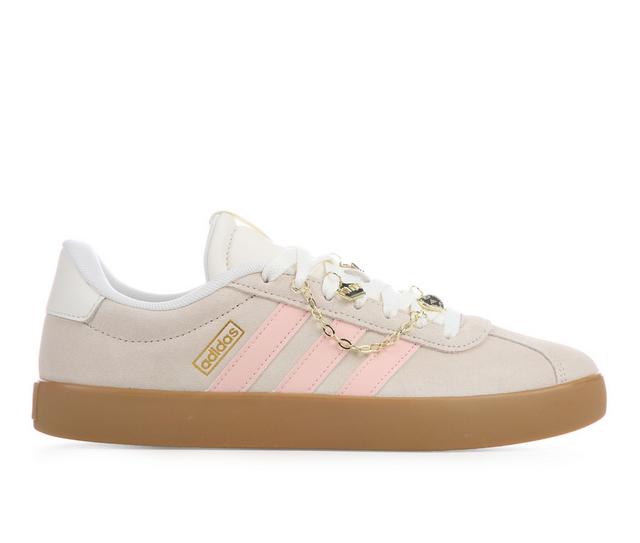 Women's Adidas VL Court 3.0 Sneakers in Linen/Pnk/Jewel color