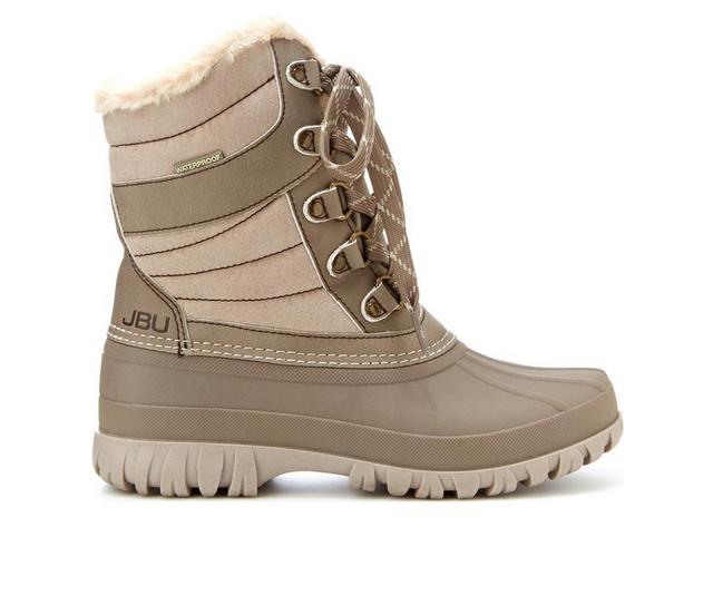 Women's JBU Casey Waterproof Winter Boots in Taupe/DRK Taupe color