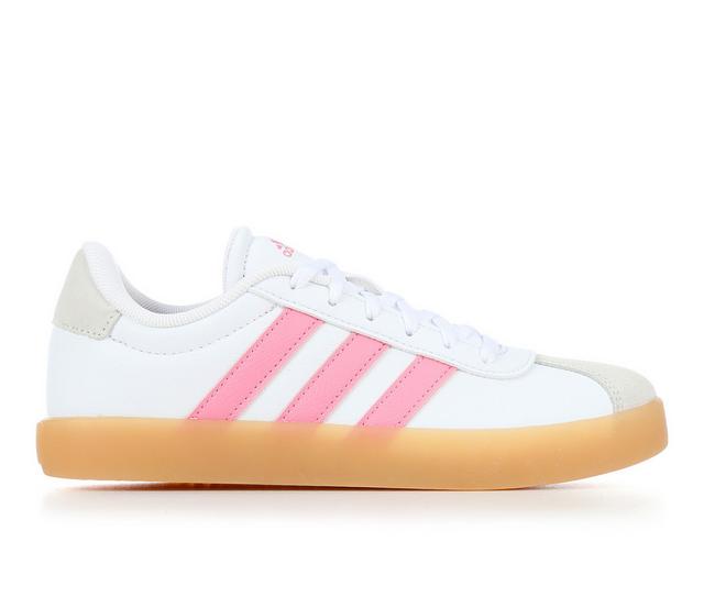 Girls' Adidas Little Kid & Big Kid VL Court 3.0 Sneakers in White/Pink/Gum color