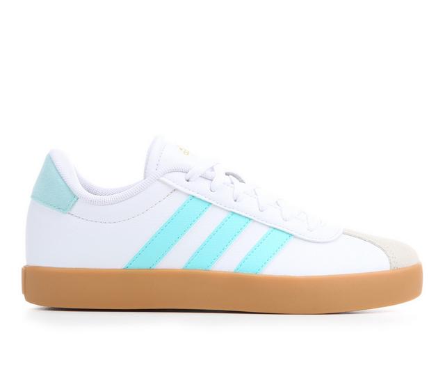 Girls' Adidas Little Kid VL Court 3.0 Sneakers in Wht/Aqua/Gum color