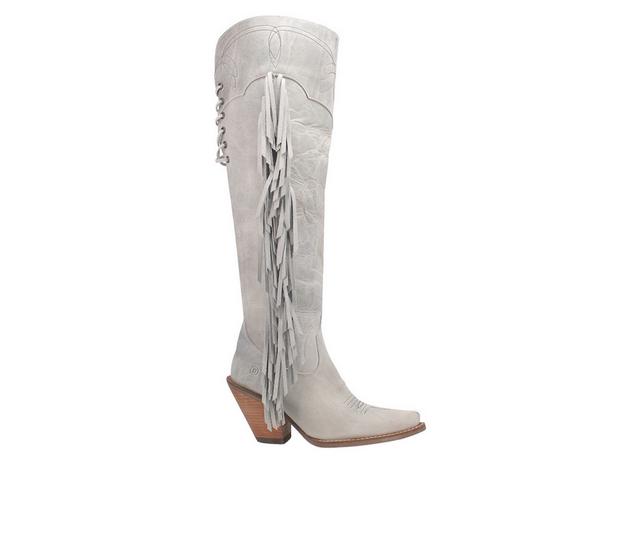 Women's Dingo Boot Sky High Over The Knee Boots in Off-White color