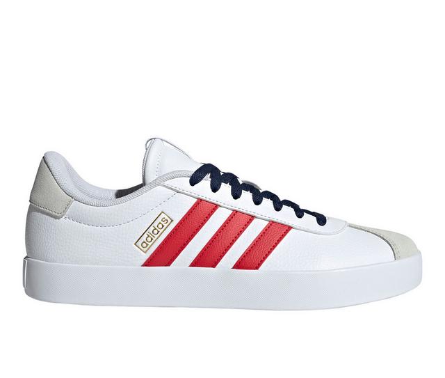 Men's Adidas VL Court 3.0 Sneakers in Wht/Red Stripe color
