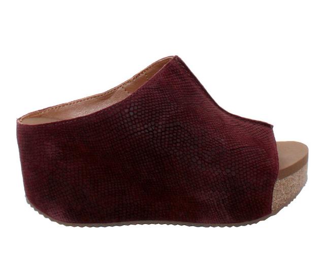 Women's Volatile Carrier Emboss Wedge Sandals in Oxblood Emboss color