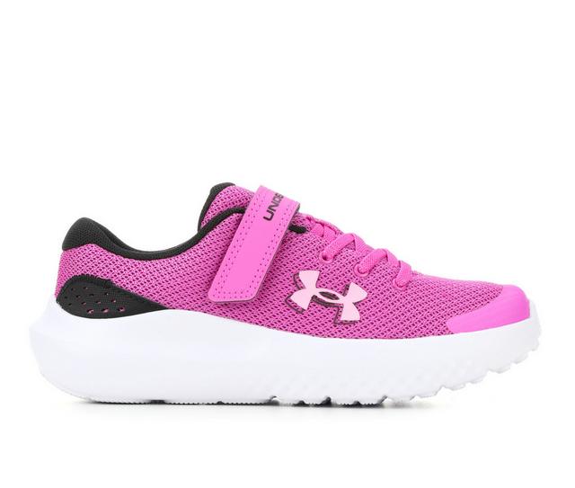 Girls' Under Armour Little Kid Surge 4 Running Shoes in Magenta/Blk/Pnk color