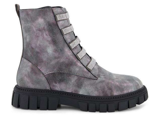 Girls' DKNY Little Kid & Big Kid Carrie Shine Combat Boots in Gunmetal color