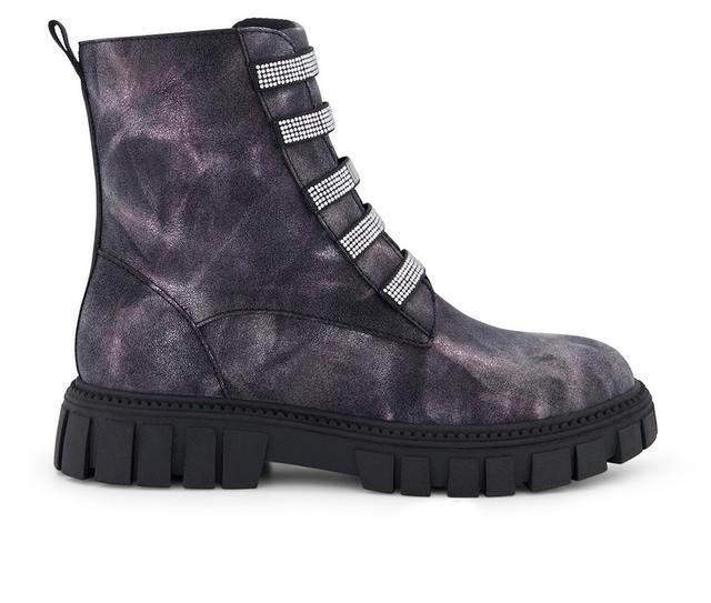 Girls' DKNY Little Kid & Big Kid Carrie Shine Combat Boots in Black color