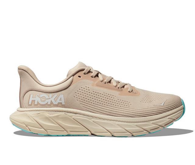 Women's Hoka Arahi 7 Running Shoes in Vanilla/Cream color
