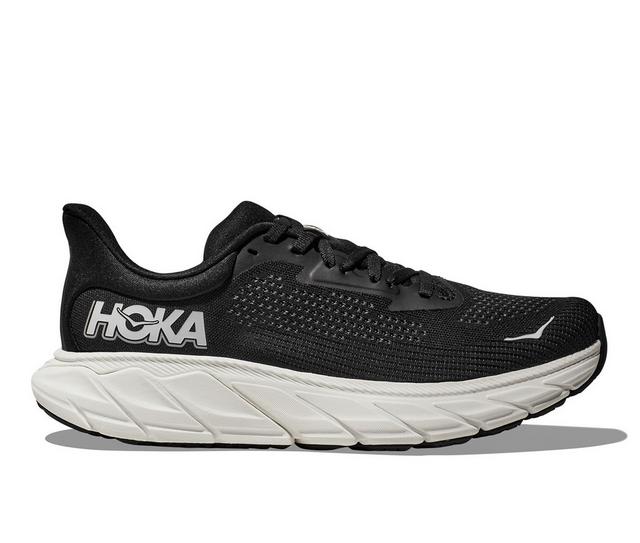 Women's Hoka Arahi 7 Running Shoes in Black/White color