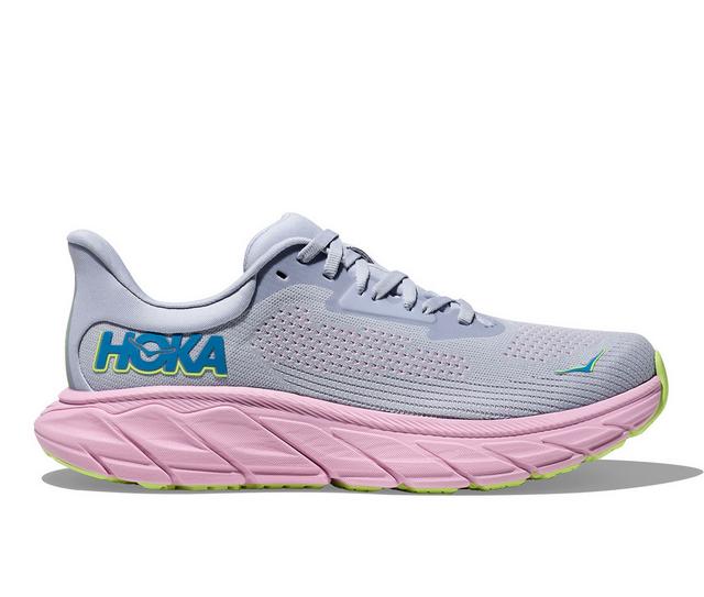 Women's Hoka One One Arahi 7 Running Shoes in Gull/Pink color