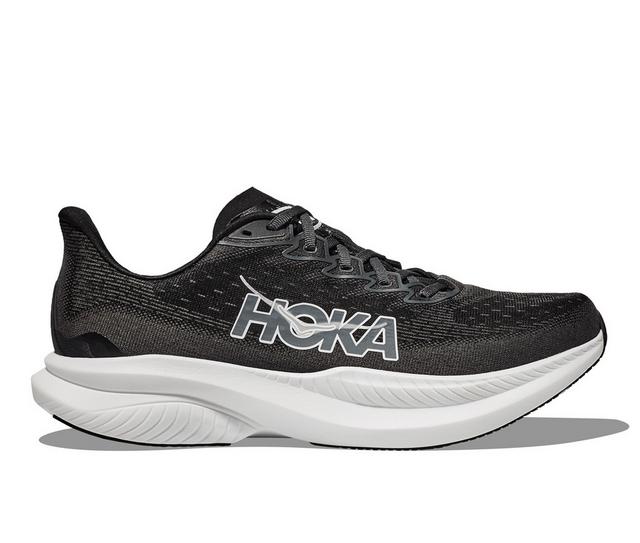 Women's Hoka Mach 6 Running Shoes in Black/White color