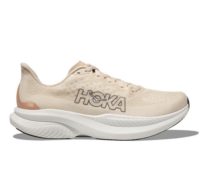 Women's Hoka One One Mach 6 Running Shoes in Eggnog/Vanilla color