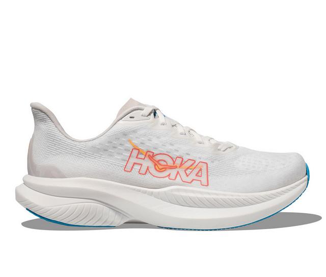 Women's Hoka Mach 6 Running Shoes in White/Nimbus color