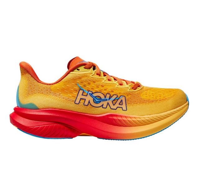 Women's Hoka One One Mach 6 Running Shoes in Poppy/Squash color