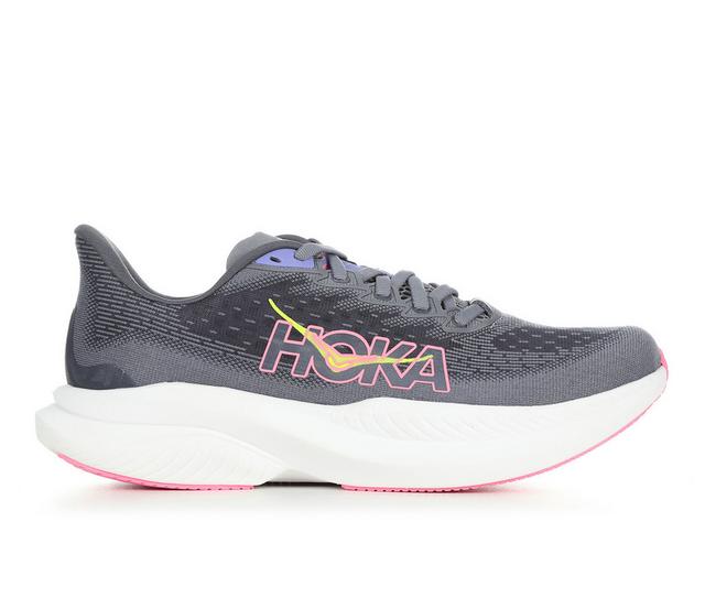 Women's Hoka Mach 6 Running Shoes in Grey Charcoal color