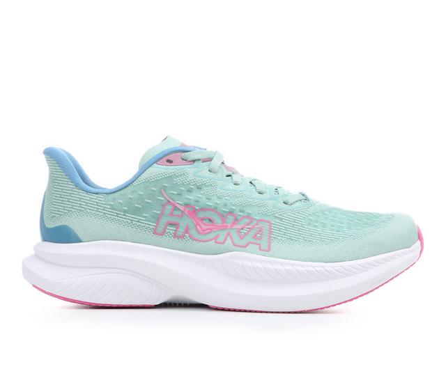 Women's Hoka Mach 6 Running Shoes in Jadeite/White color
