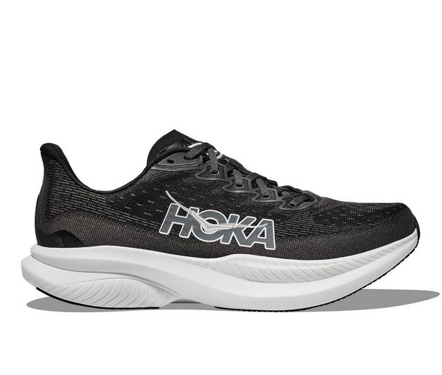 Men's Hoka One One Mach 6 Running Shoes in Black/White color