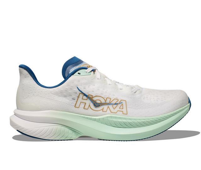 Men's Hoka One One Mach 6 Running Shoes in Frost/Gold color