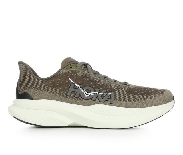 Men's Hoka Mach 6 Running Shoes in Olive/Truffle color