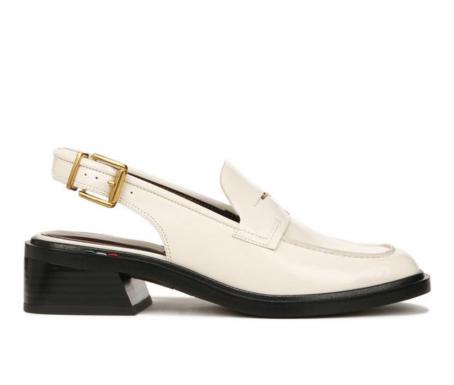 Women's Franco Sarto Giada Slingback Heeled Loafers in Vanilla White color