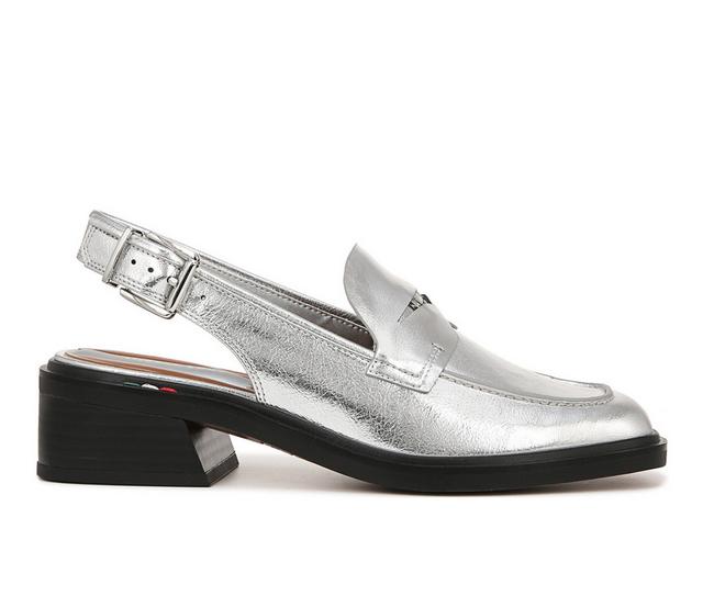 Women's Franco Sarto Giada Slingback Heeled Loafers in Silver color