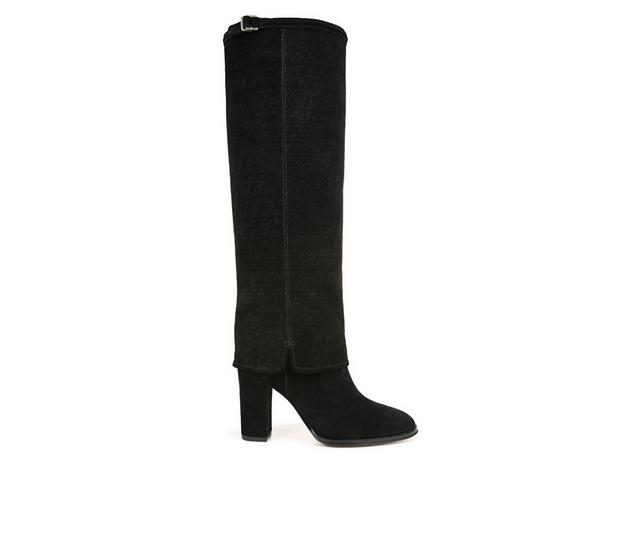 Women's Franco Sarto Informa West Knee High Heeled Boots in Black Suede color