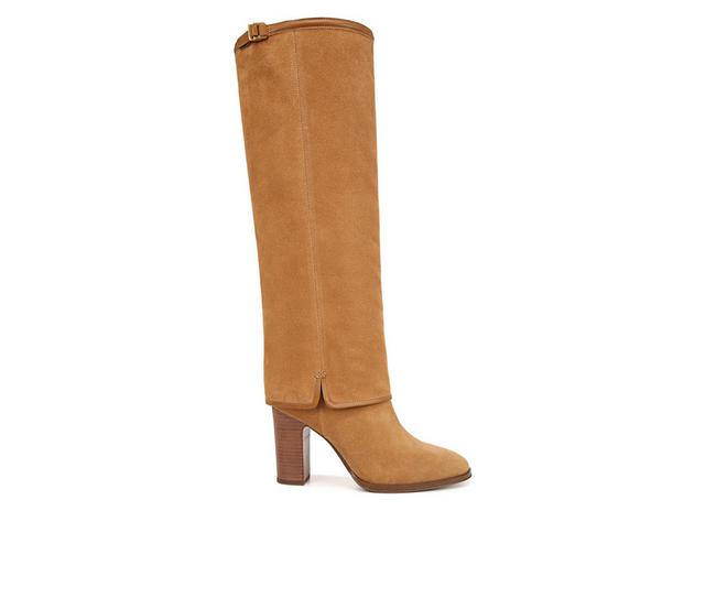 Women's Franco Sarto Informa West Knee High Heeled Boots in Camel Brown SUE color